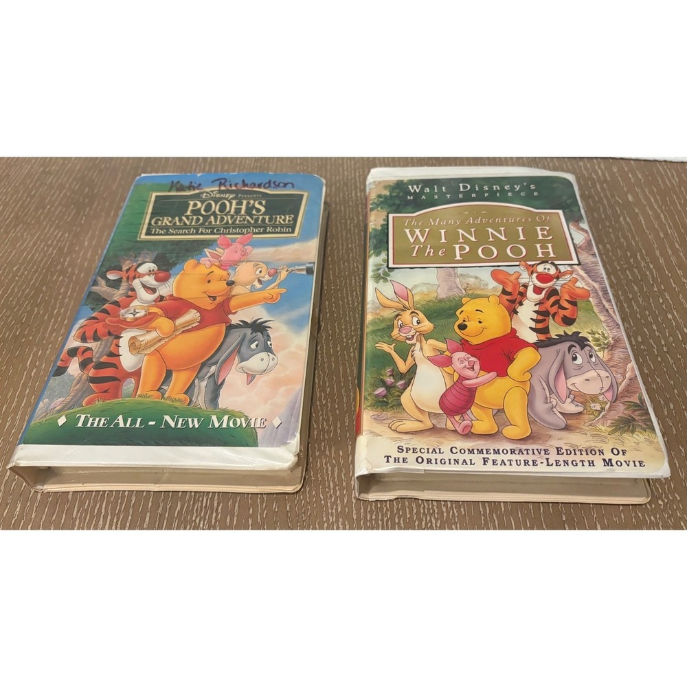 Disney Winnie The Pooh VHS Lot‎ Grand Adventure Many Adventures Clamshell 2 Pack